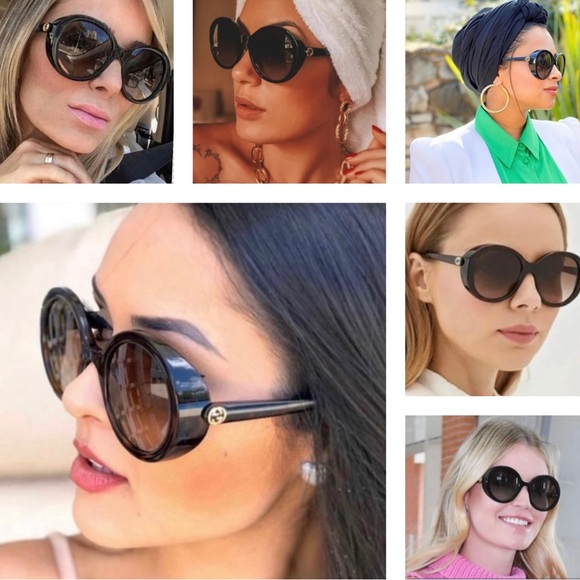 GUCCI HAVANA ROUND OVERSIZED SUNGLASSES, ON LIST 50 MOST ICONIC SHAPES - Picture 2 of 16